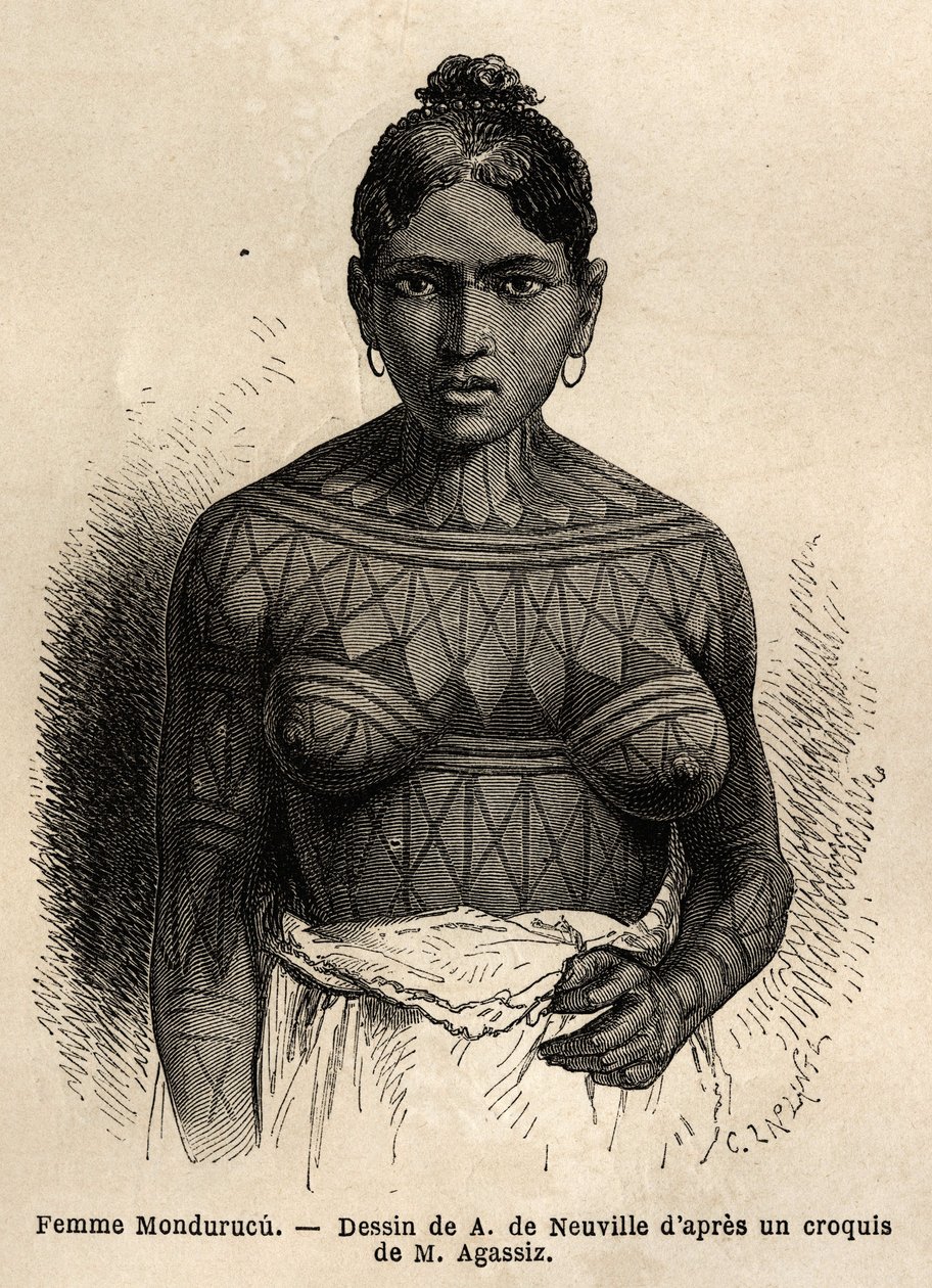 Una donna indiana Mondurucu (o Mundurucu), una tribù dello stato di Para, nella regione del fiume Tapajos da Unknown artist