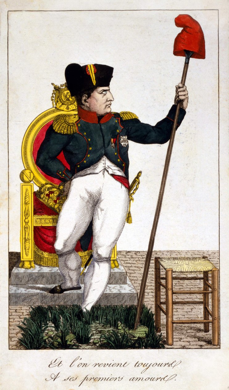 E torniamo sempre al suo primo amore, una caricatura su Napoleone I che prende il potere nel 1815 (Episodio dei Cento Giorni) da Unknown artist