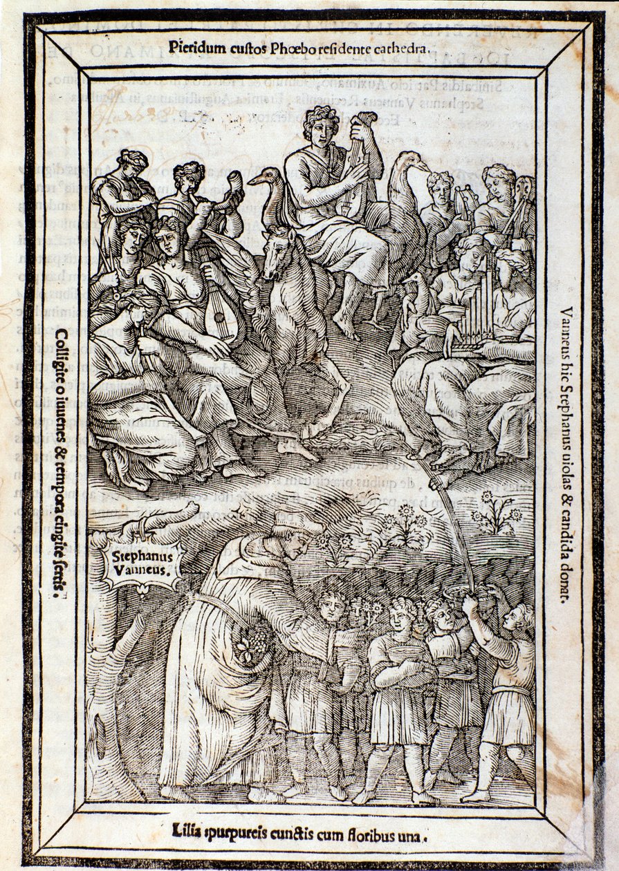 Apollo e le Muse. Pagina da Recanetum de musica aurea da Unknown artist