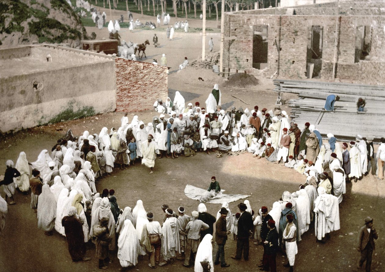 Giocolieri arabi ad Algeri. Fotochrome ca. 1895. da Unknown artist