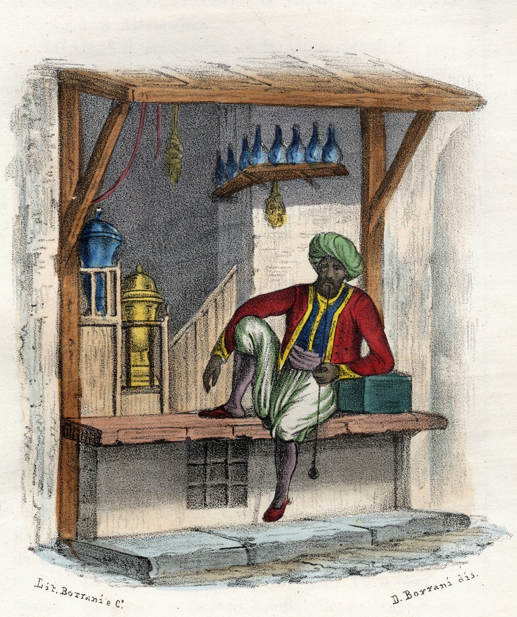 Mercante arabo davanti al suo negozio, Algeri da Unknown artist