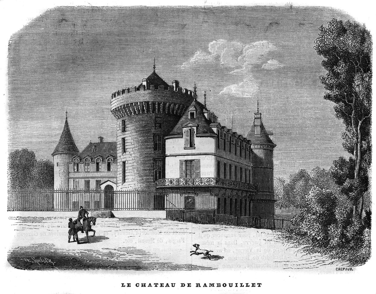 Architettura: vista esterna del Castello di Rambouillet (XIV-XV secolo, ristrutturato durante il secolo) da Unknown artist