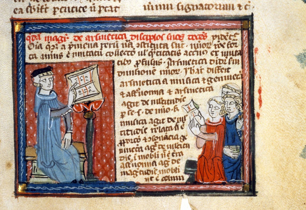 Corso di aritmetica - Miniatura del Medioevo (rif.418) da Unknown artist