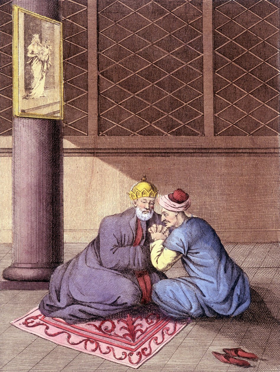 Vescovo armeno che ascolta le confessioni di un uomo da Unknown artist