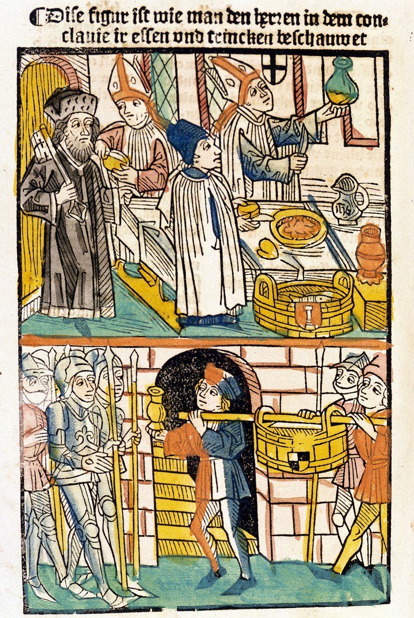 Arrivo del cibo affinché i membri del Concilio di Costanza (1417) durante il quale fu eletto Papa Martino V potessero mangiare. 