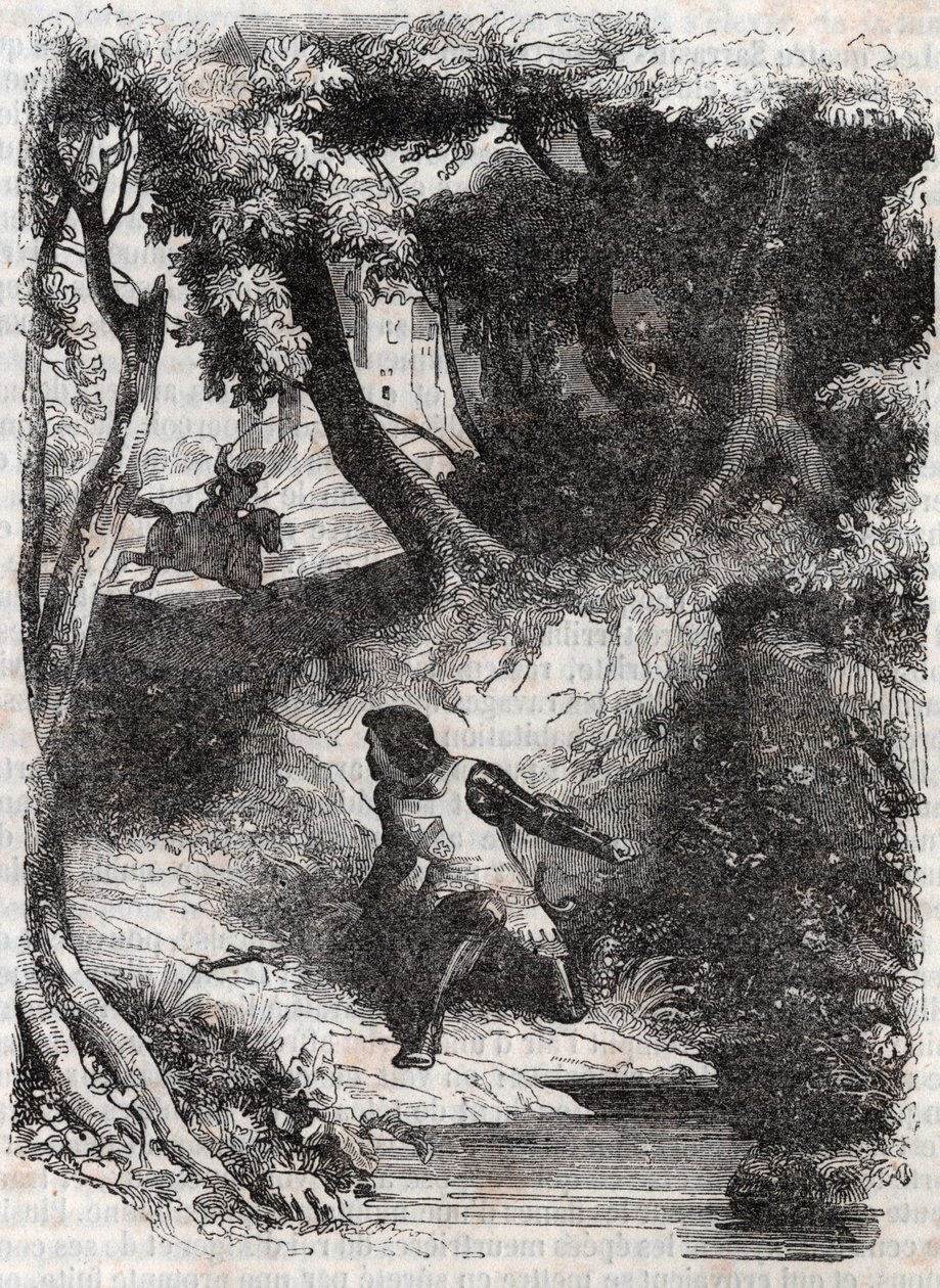 Astolfo al bordo di una fontana - incisione del 1851 da 