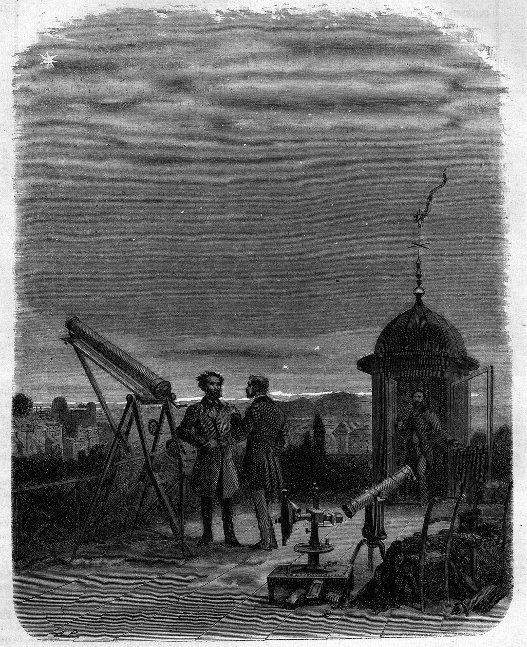 Astronomi osservano con i loro telescopi il pianeta Mercurio nel cielo di Parigi, 17 febbraio da Unknown artist