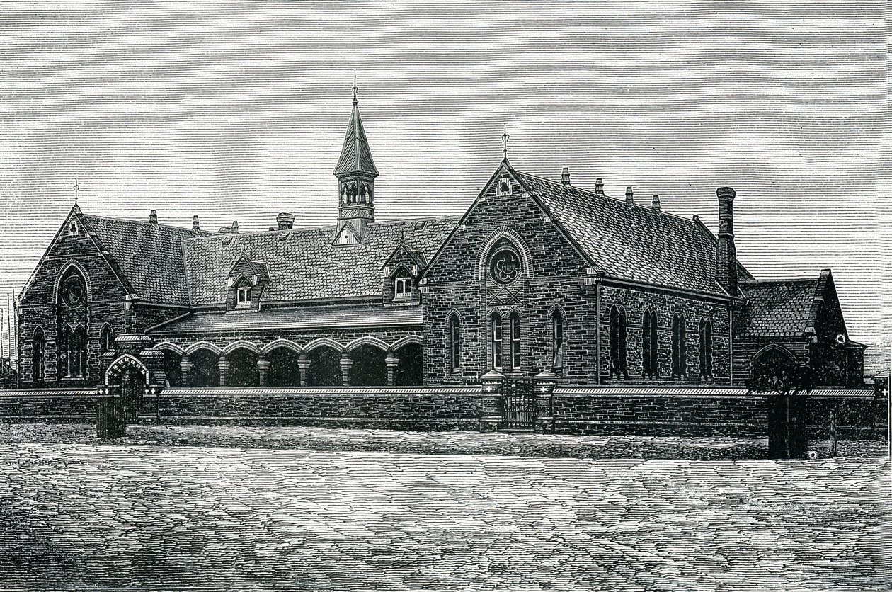 Australia: Una scuola pubblica di Adelaide, c.1885 (incisione) da Unknown artist