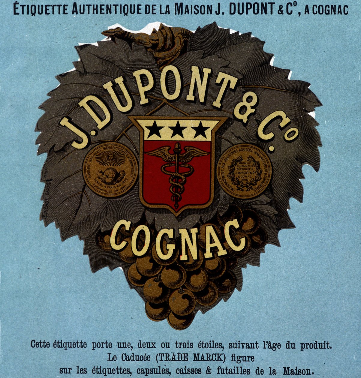 Etichetta autentica di J. Dupont & C°, Cognac. Edizione del 1882 da Unknown artist
