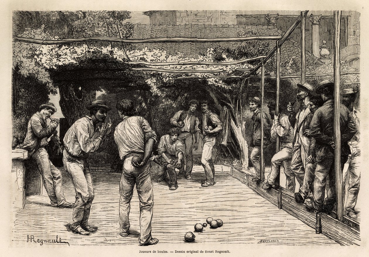 Giocatori di palla a Roma (Italia). Incisione per illustrare il viaggio a Roma, di Francis Wey, nel 1864-1868, pubblicato in “Le tour du monde, nouveau journal des voyages”, sotto la direzione di Edouard Charton da Unknown artist