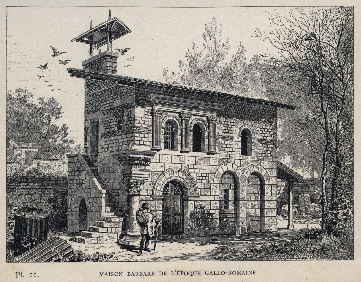 Casa Barbarica del periodo Gallo-Romano - incisione del 1889 in 