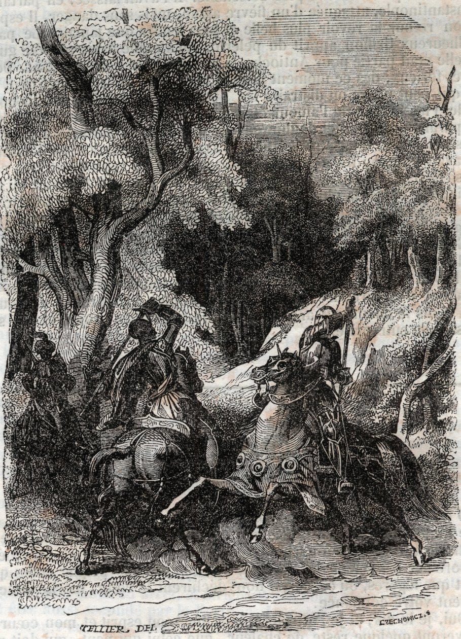 Battaglia tra Orlando e Ferragus - incisione del 1851 da 