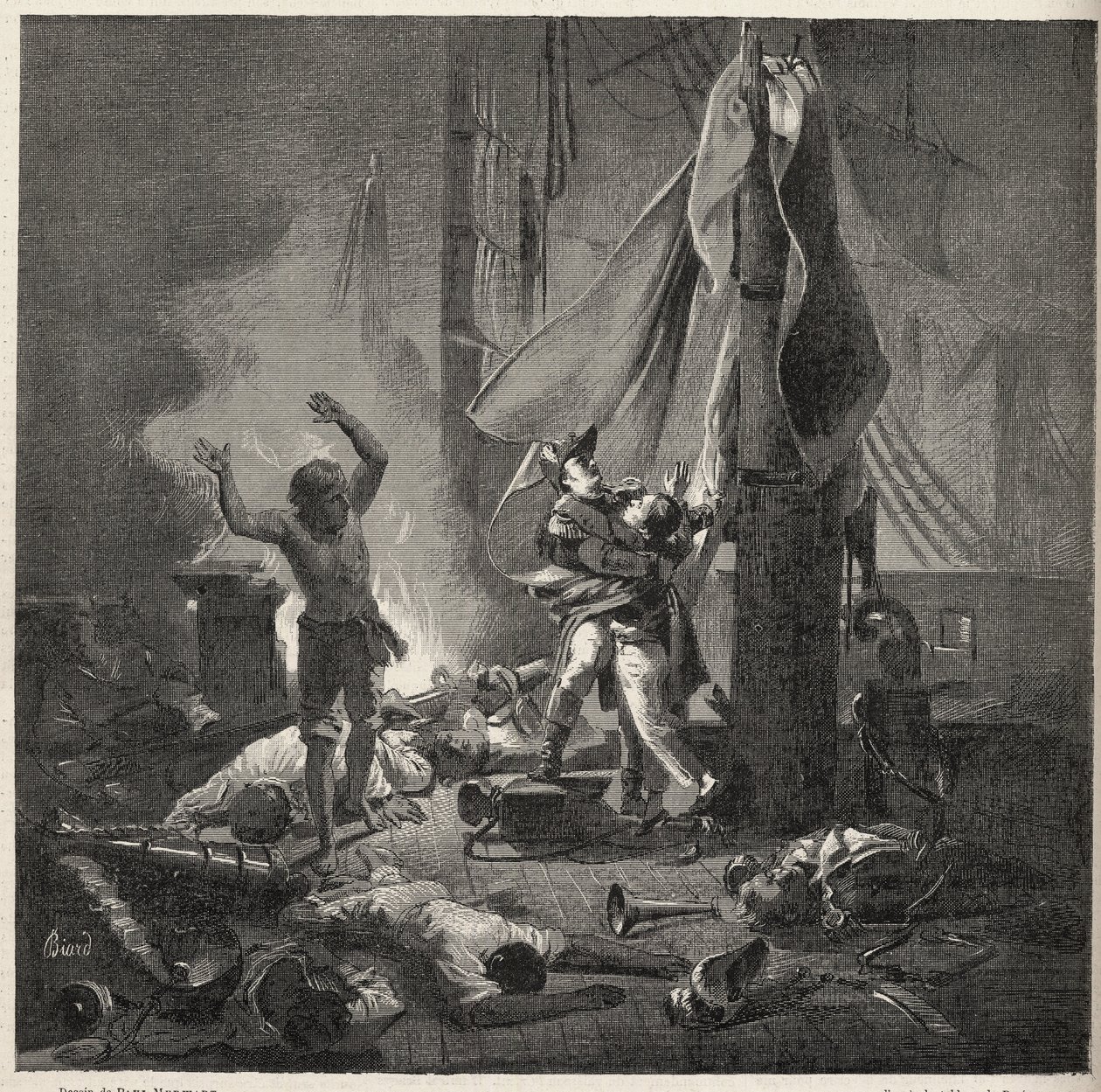 Battaglia del Nilo - Battaglia di Aboukir - morte di Luce e Giocante de Casabianca (Luc-Julien-Joseph Casabianca) da Unknown artist
