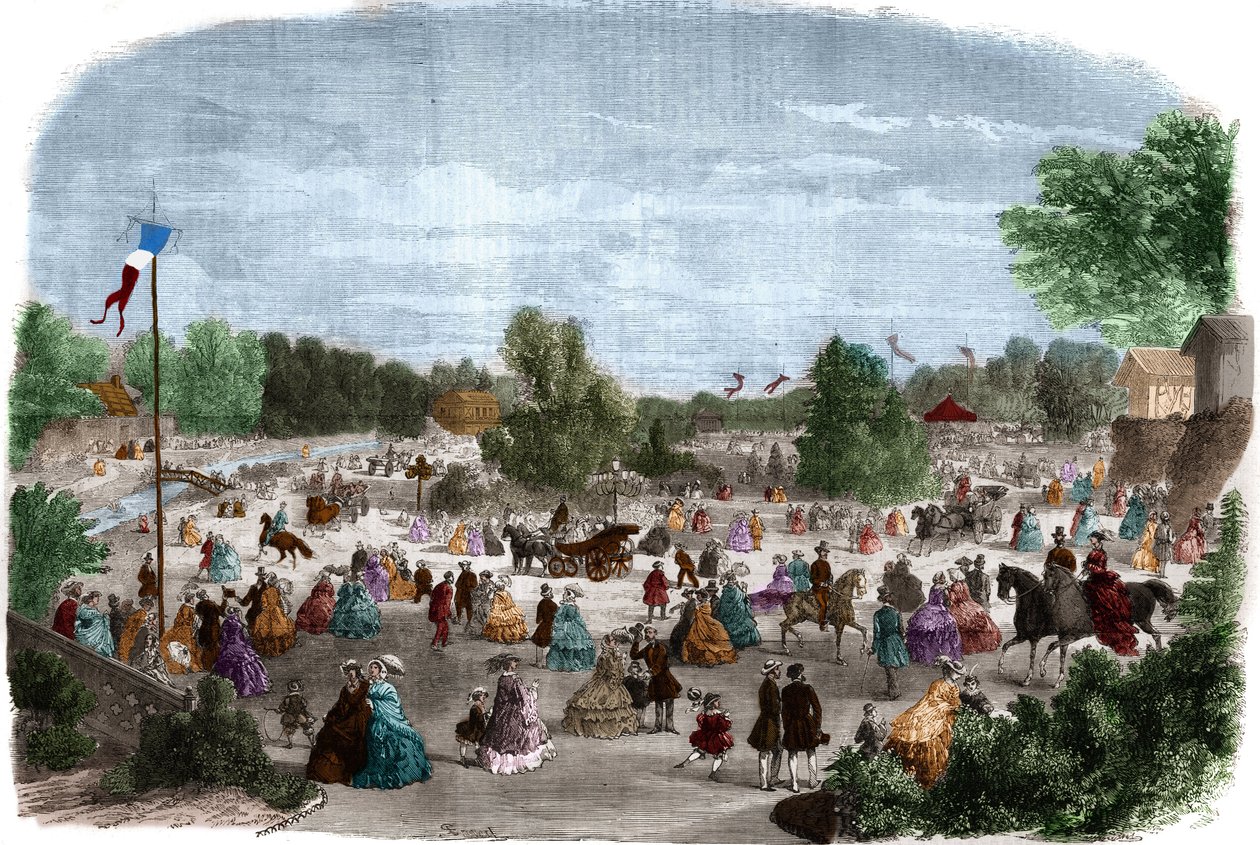 Bei giorni al Bois de Boulogne a Parigi. Incisione in "L
