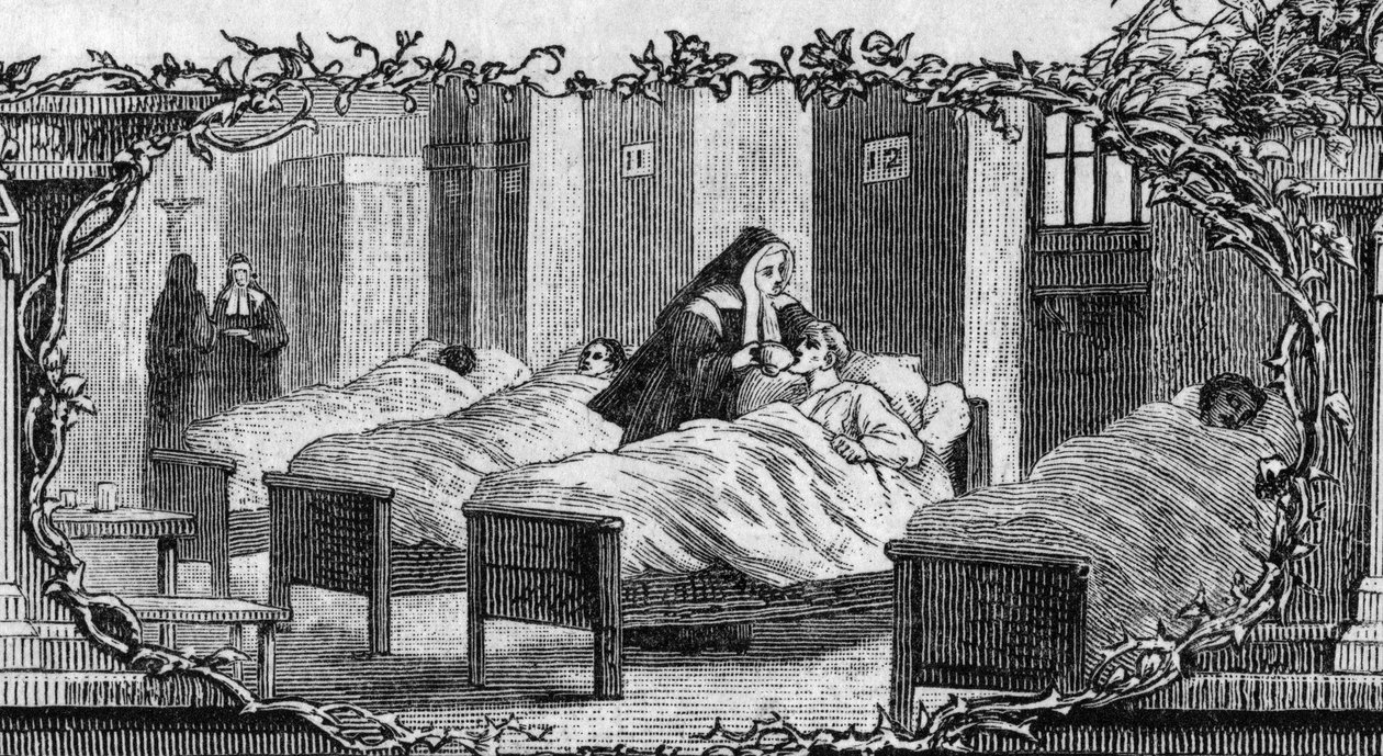 Bernadette Soubirous (1844-1879) in abito da suora che cura i malati da Unknown artist
