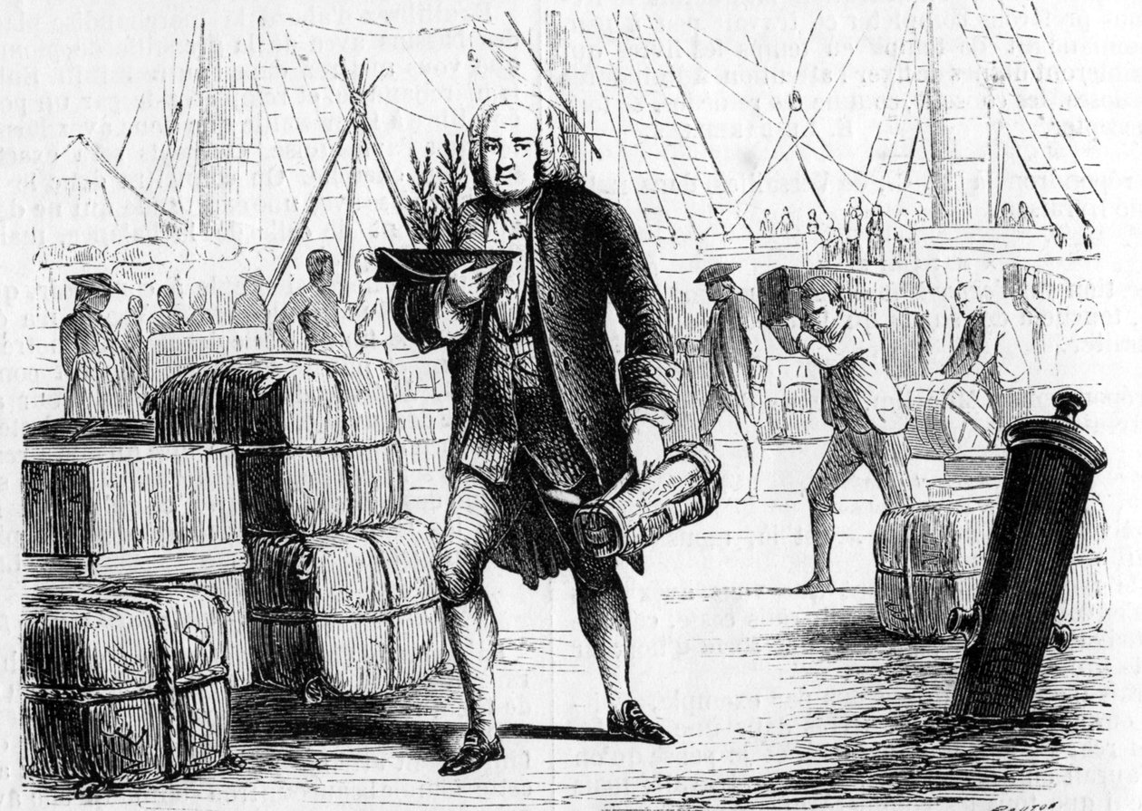 Bernard de JUSSIEU (1699-1777), botanico e naturalista francese, riportando il cedro dal LIBANO. Incisione 1856 da Unknown artist