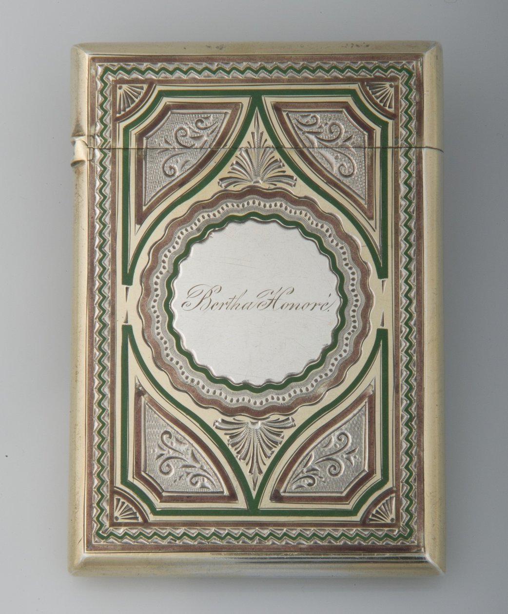 Portacarte di Bertha Palmer, ca.1865, Argento Sterling, smalto, Fabbricante sconosciuto da Unknown artist