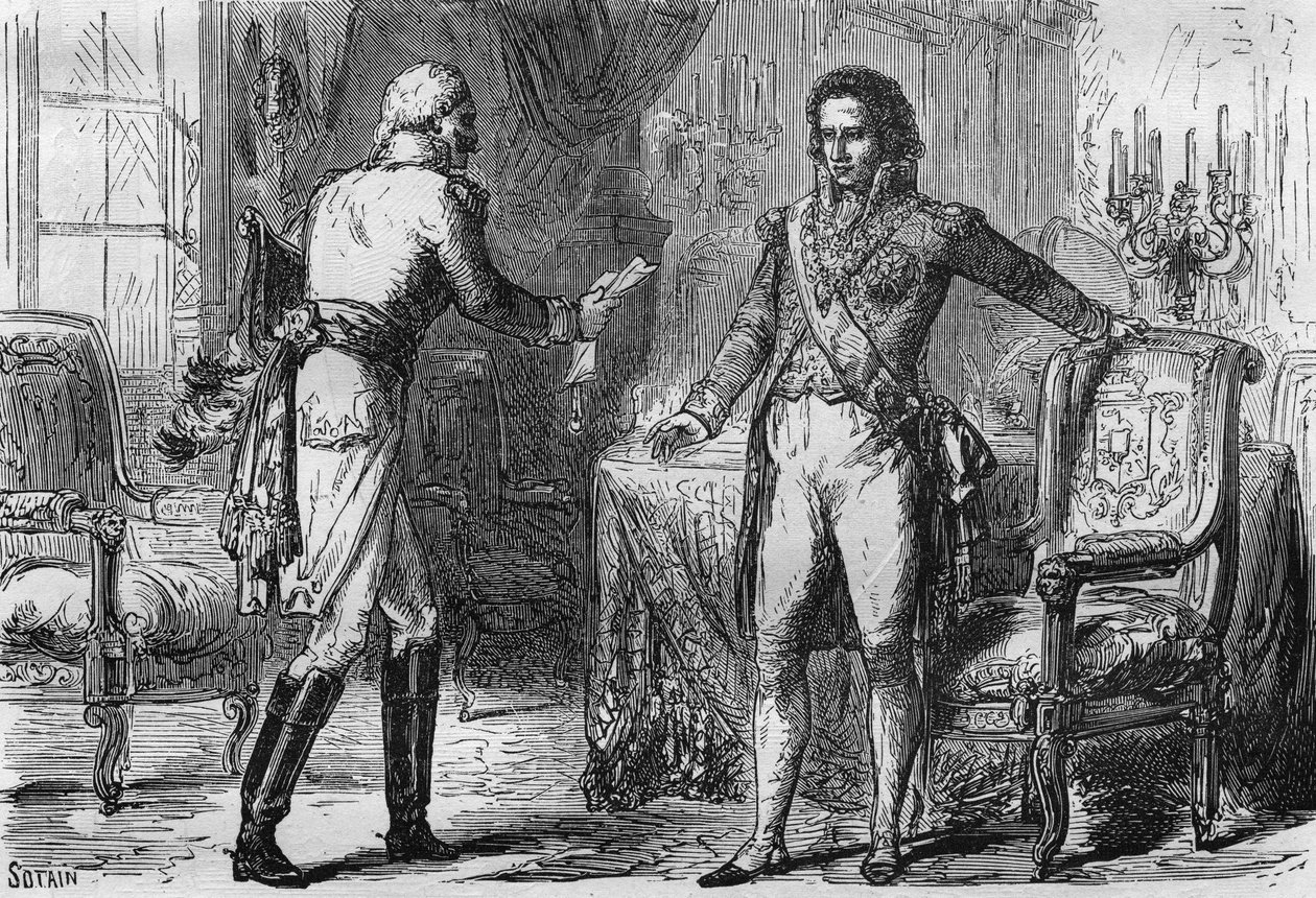 Tradimento di Bernadotte - Jean Baptiste Jules Bernadotte (1763-1844) ricevette un inviato (agente segreto) dalla Prussia a Stoccolma, Svezia il 18 dicembre da Unknown artist