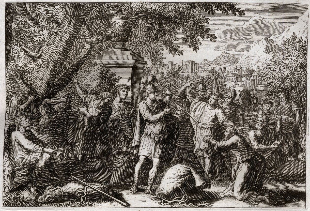 Bibbia di Royaumont, Antico Testamento: I fratelli di Giuseppe. Giuseppe fa mettere in prigione i suoi fratelli. Illustrazione del 1811 da Unknown artist