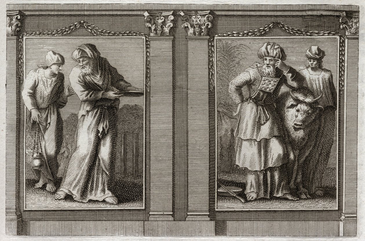 Bibbia di Royaumont, Antico Testamento: Vesti dei sacerdoti. Figura delle vesti del Gran Sacerdote e degli altri Leviti. Illustrazione del 1811 da Unknown artist