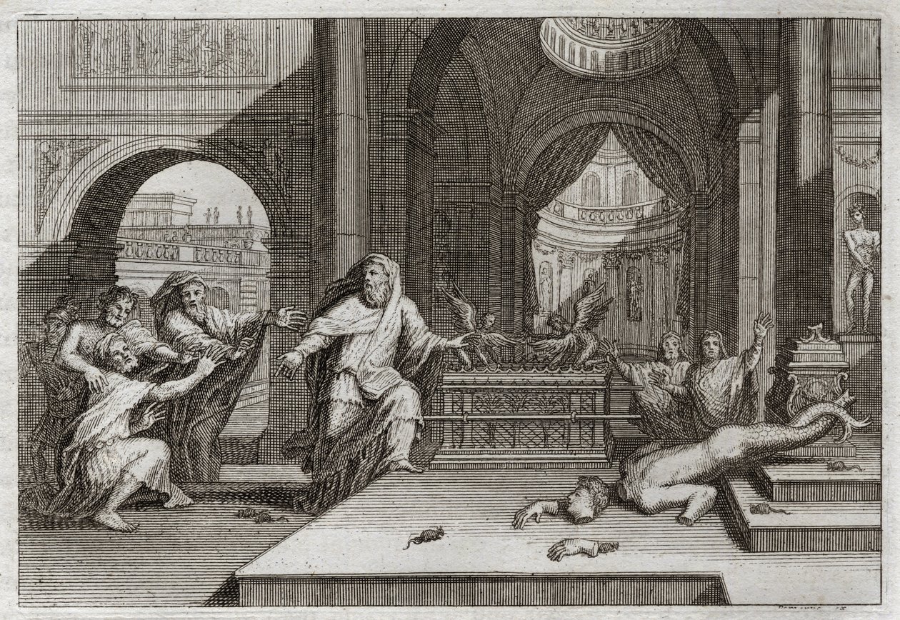 Bibbia di Royaumont, Antico Testamento: Idolo di Dagon. Illustrazione del 1811 da Unknown artist