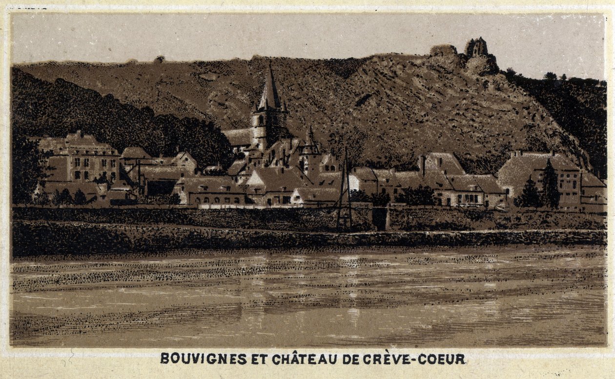 Bouvignes sur Meuse e castello di Creve Coeur, Vallonia, Belgio da Unknown artist