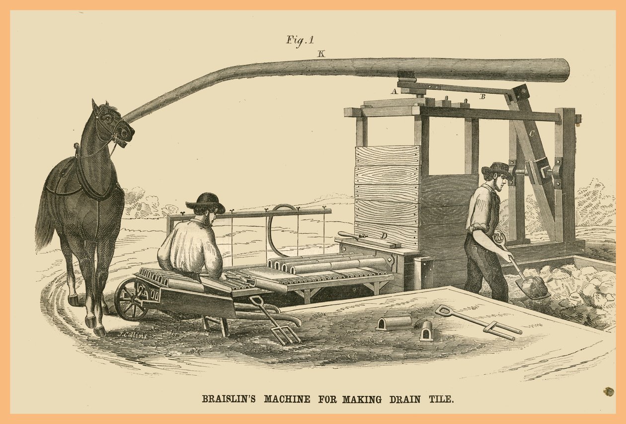 Macchina Braislins per la produzione di piastrelle di drenaggio da Unknown Artist