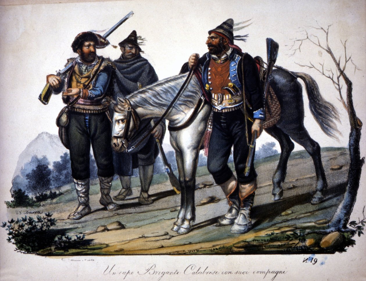 Brigantaggio in Calabria, Italia, incisione del XIX secolo da Unknown artist