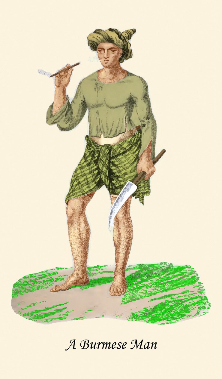 Uomo birmano con coltello o Dha da Unknown Artist