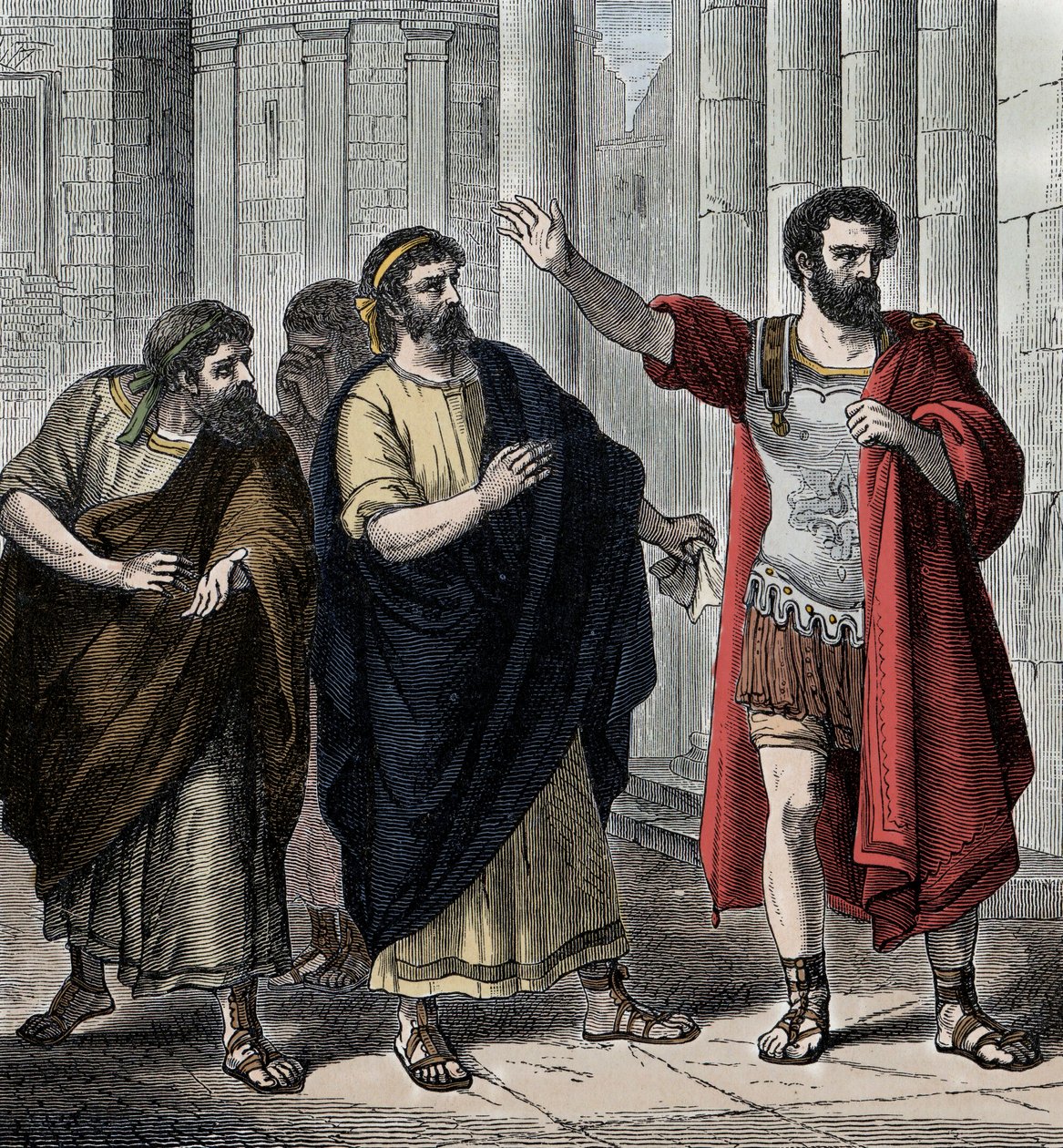 Camillo in esilio - Antichità Romana: Generale e statista Camillo (Marco Furio Camillo, 446-365 a.C.) in esilio per l