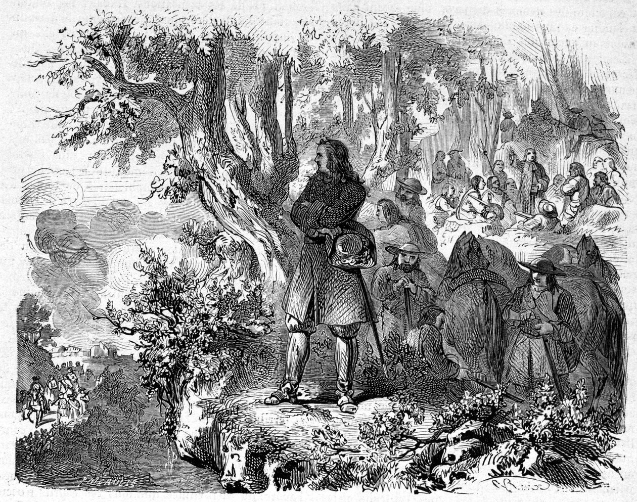 Camisardi nelle Cévennes. Incisione del XIX secolo da Unknown artist