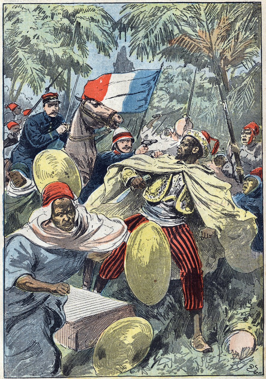 Cattura di Samory Toure, leader sudanese e oppositore della colonizzazione francese in Africa, da parte del Capitano Gouraud e del Tenente Jacquin. Sudan da Unknown artist