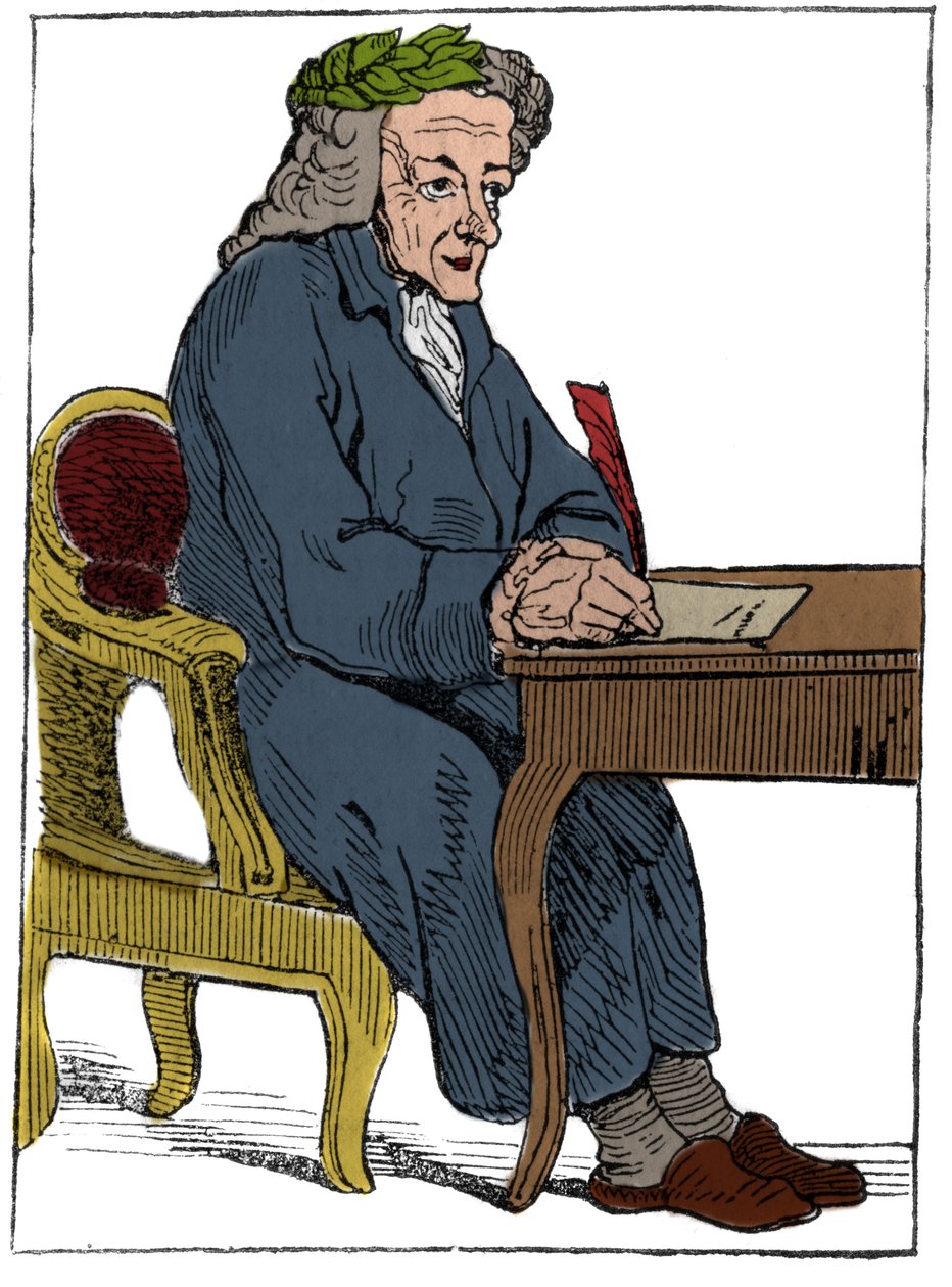 Carta da gioco della Repubblica Francese (1793) pubblicata nella Convenzione Nazionale il 21/09/1792, dopo la caduta dei Regni: il personaggio del filosofo sotto i tratti dello scrittore e filosofo francese Francois-Marie Arouet detto Voltaire da Unknown artist