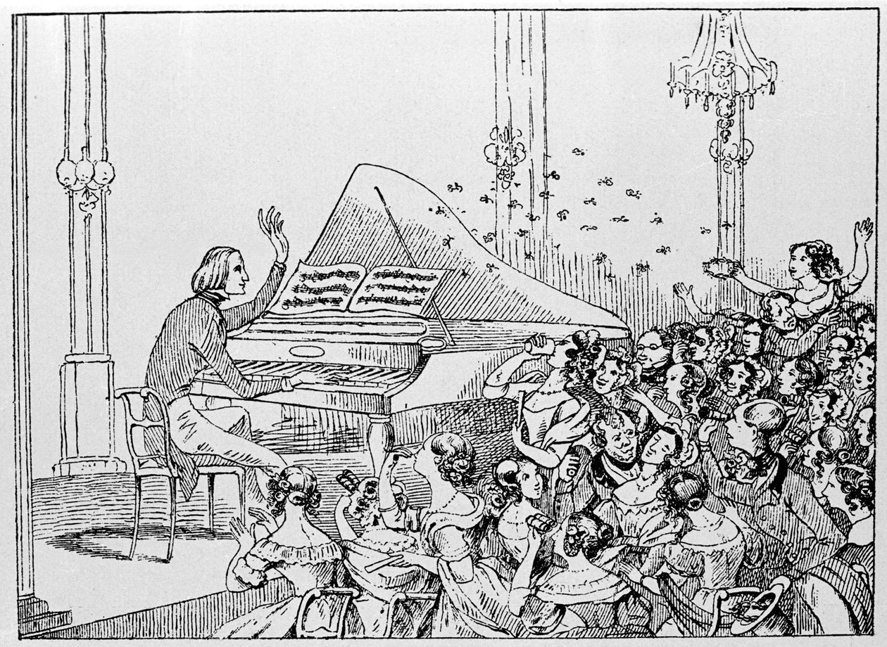 Caricatura del trionfo di Franz Liszt a un concerto a Berlino nel 1842. da Unknown artist