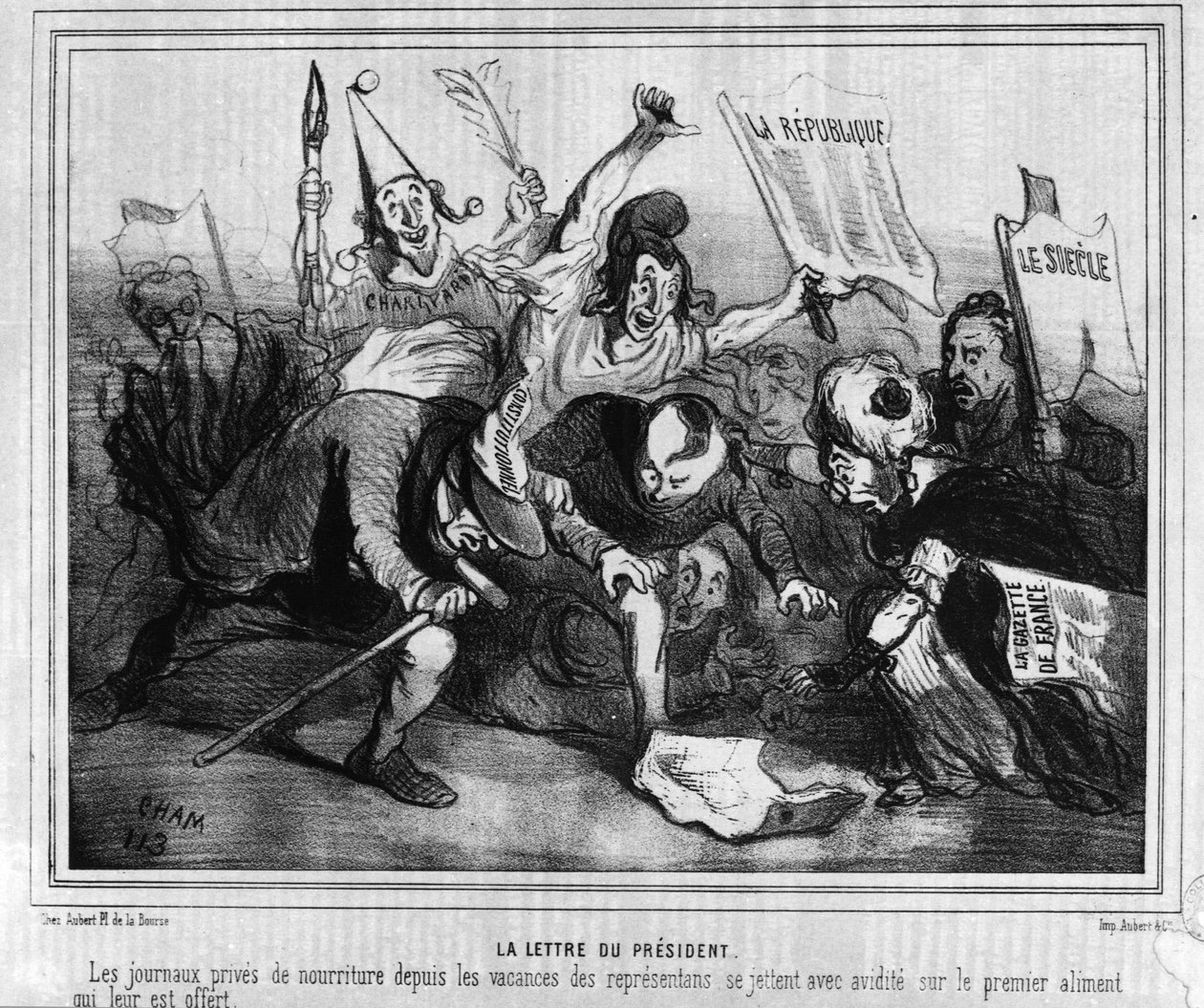 Cartone animato sulla campagna elettorale per la prima elezione presidenziale del 10 dicembre 1848 con la Battaglia dei Giornali da Unknown artist