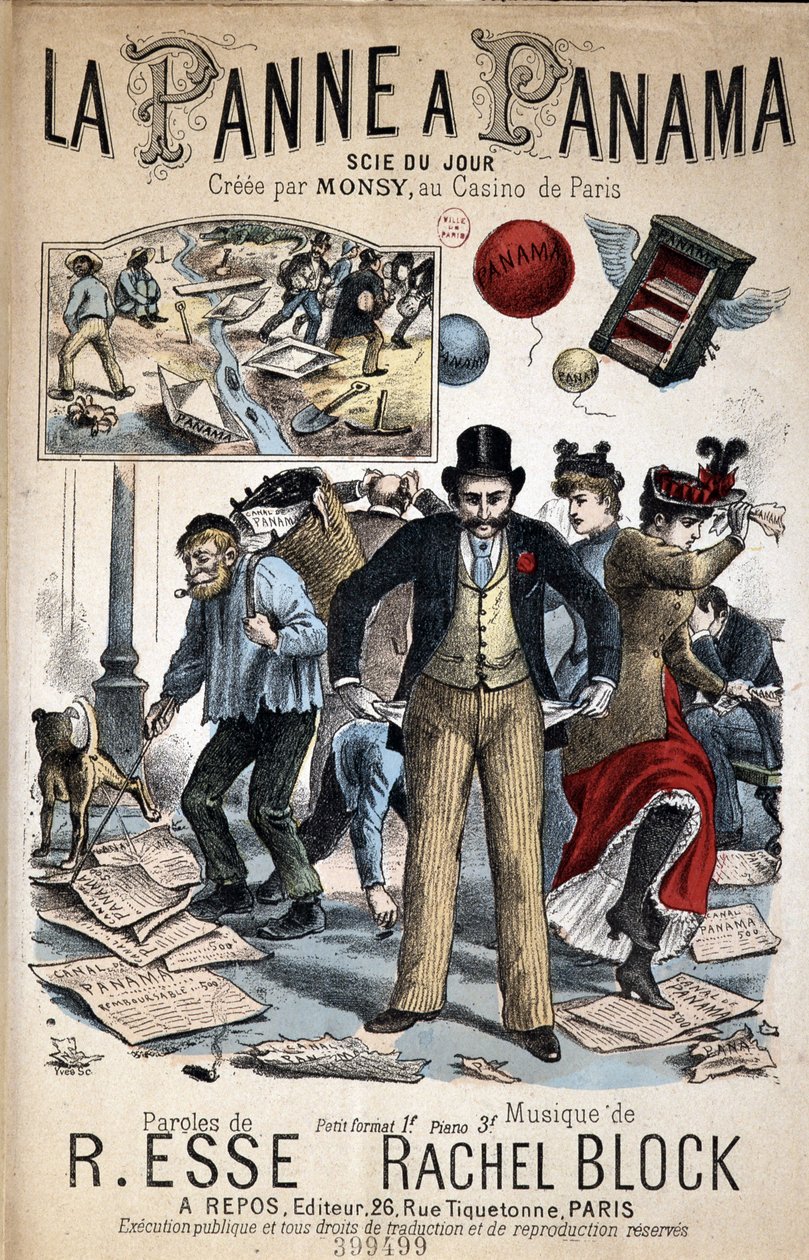 Canzone caricaturale "La Panne a Panama", vista del giorno creata da Monsy al Casino de Paris, testi di R. Esse e musica di Rachel Block da Unknown artist