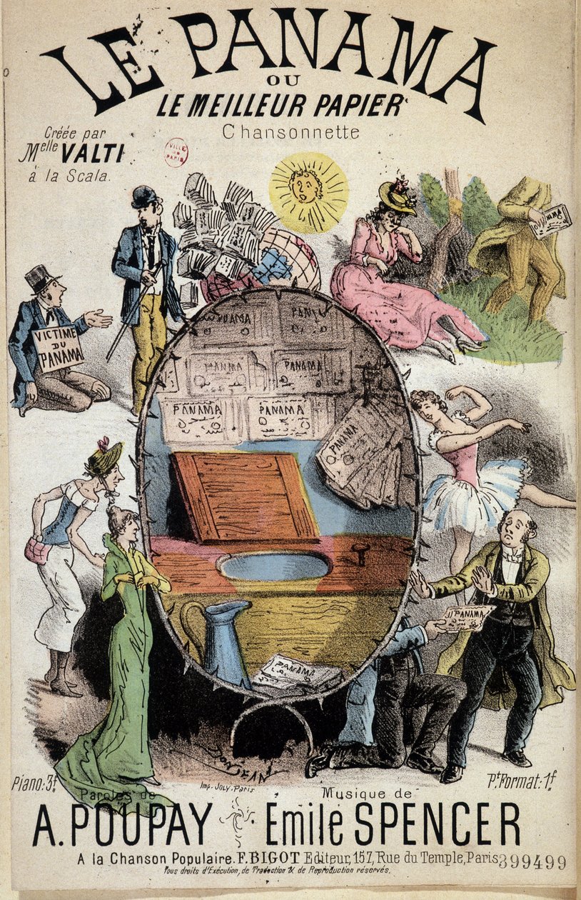 Canzone satirica "Panama o la migliore carta" creata da Miss Valti alla Scala, testi di Poupay e musica di Emile Spencer, sd XIX secolo da Unknown artist
