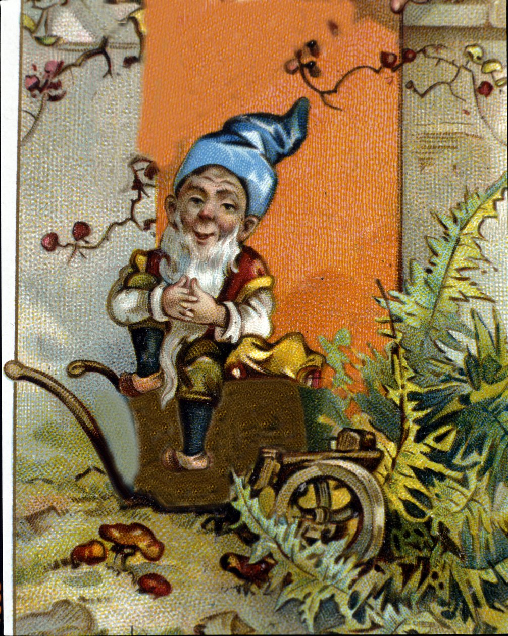 Personaggio del nano o farfadet seduto. Cromolitografia del XIX secolo da Unknown artist