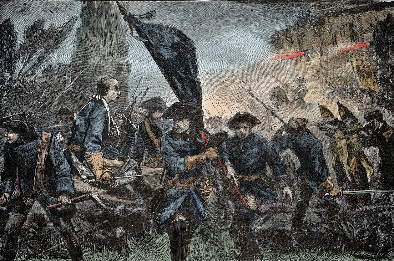 Carlo XII di Svezia in battaglia - Grande Guerra del Nord (1700-1721): Re Carlo XII (Carl) di Svezia (1682-1728) alla battaglia di Poltava (Pultawa, Ucraina), nel 1709 contro le armi di Pietro I di Russia, detto il Grande (1672-1725) da Unknown artist