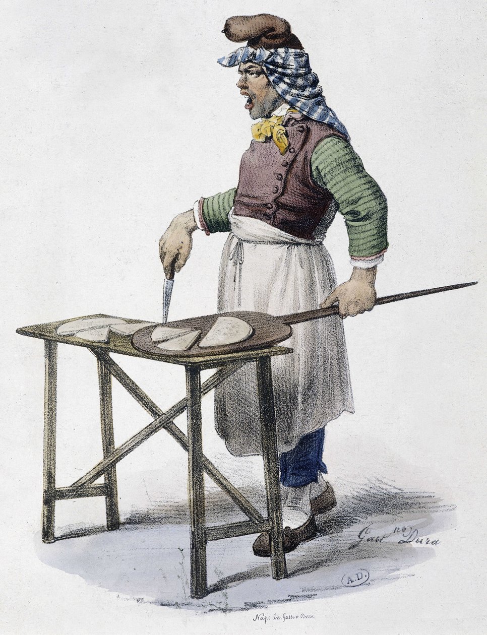 Venditore di formaggi in Italia - litografia da Unknown artist