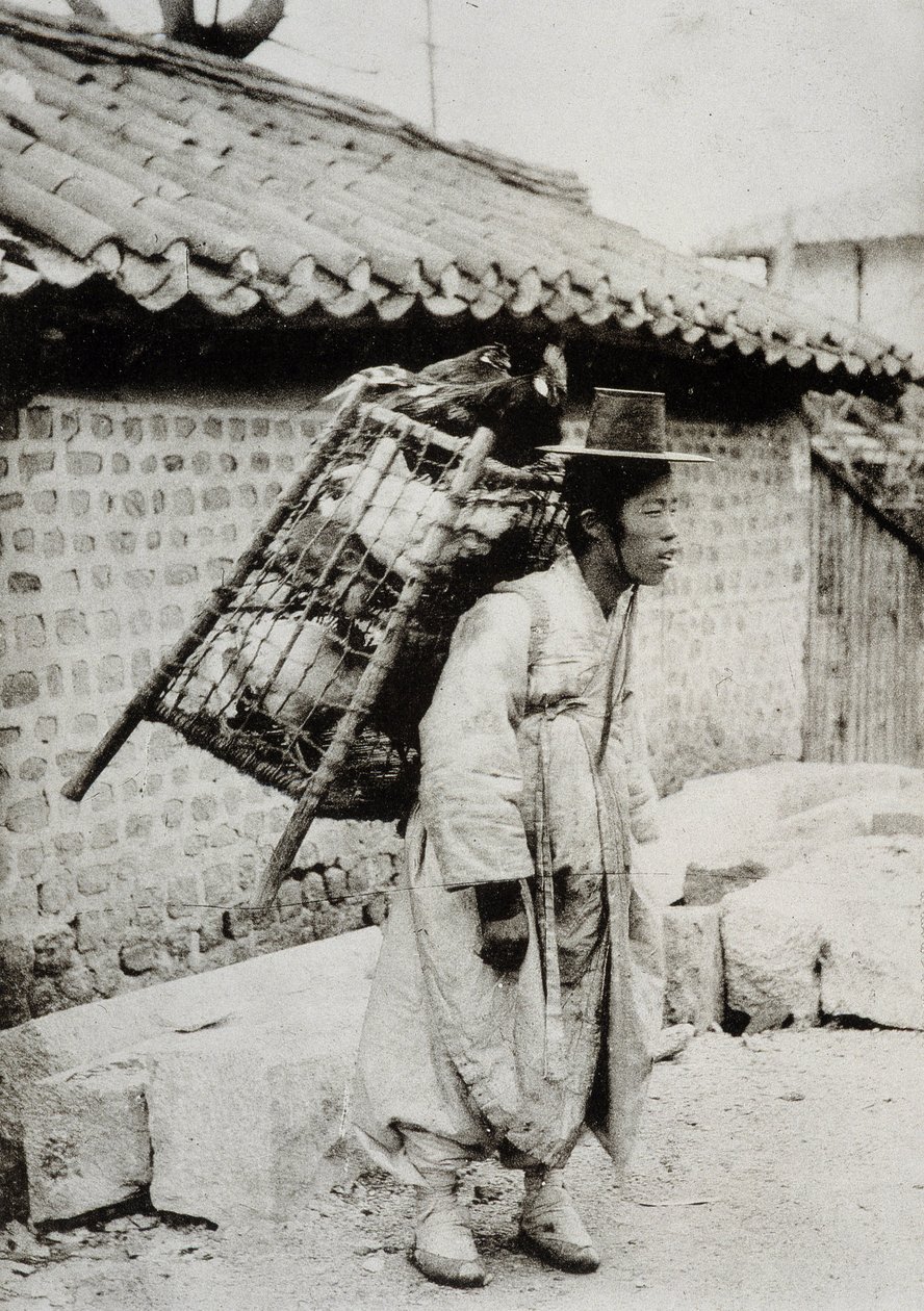 Mercante di polli, Corea, fine XIX secolo da Unknown artist