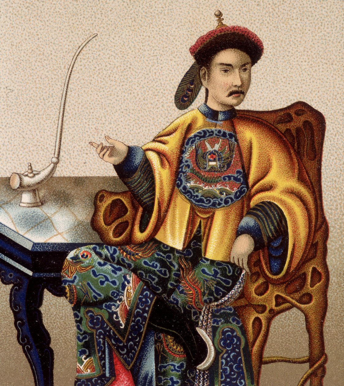 Aristocratico cinese seduto che fuma oppio - XIX secolo da Unknown artist