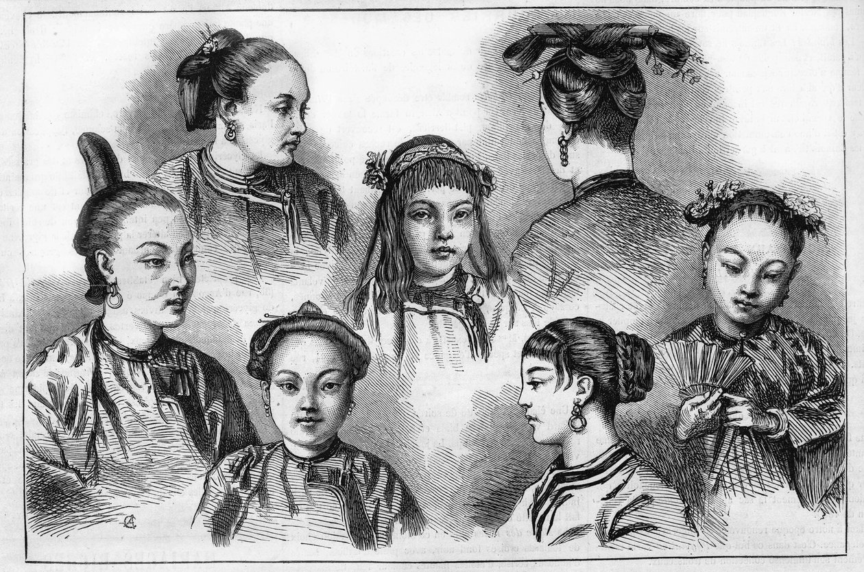 Moda e acconciature cinesi nel XIX secolo. da Unknown artist