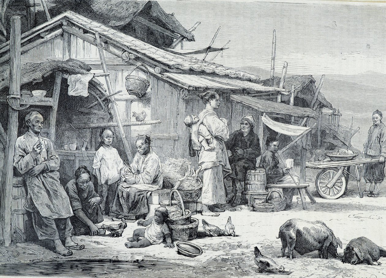 Villaggio di pescatori cinesi in California da Unknown artist