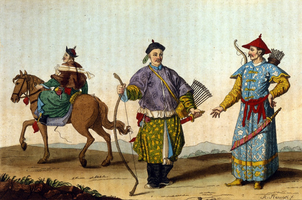 Mandarini militari cinesi di epoche diverse - in "Le costume ancien et moderne" di J. Ferrario, ed. Milano da Unknown artist