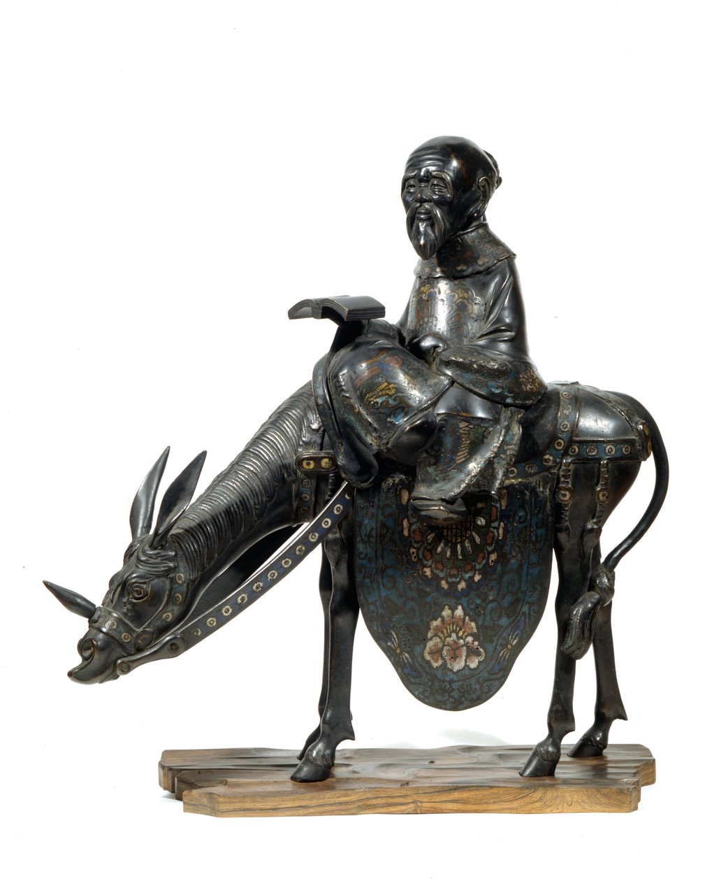 Filosofo cinese Lao Tseu (Lao Zi o Lao-Tseu o Lao-Zi) con un asino. Figurina da Unknown artist