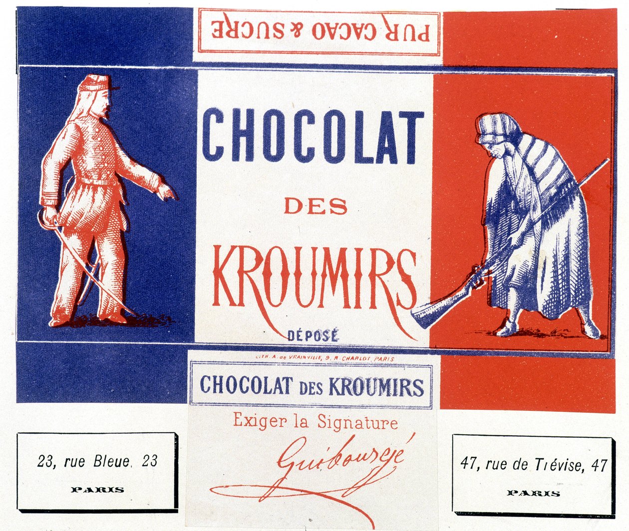 Cioccolato dei Kroumirs. Etichetta pubblicitaria da Unknown artist