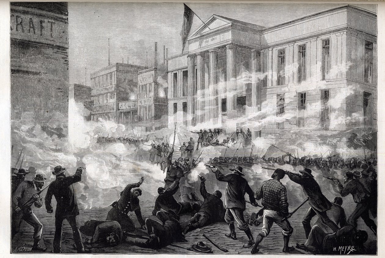 Rivolte al tribunale di Cincinnati del 1884 - una rivolta iniziata dopo un verdetto di omicidio colposo dopo un noto processo per omicidio, 28 marzo 1884 da Unknown artist