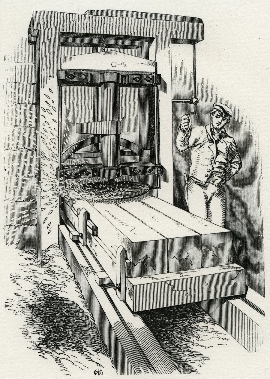 Macchina piallante circolare usata durante la costruzione del Crystal Palace, Londra da Unknown artist