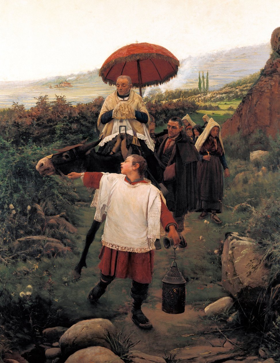 Combregar a Muntanya. Corteo religioso in montagna. Dipinto di Mariano Vayreda Vila (1853-1903). Spagna, Olot. Museo Regionale della Garrotxa. da Unknown artist